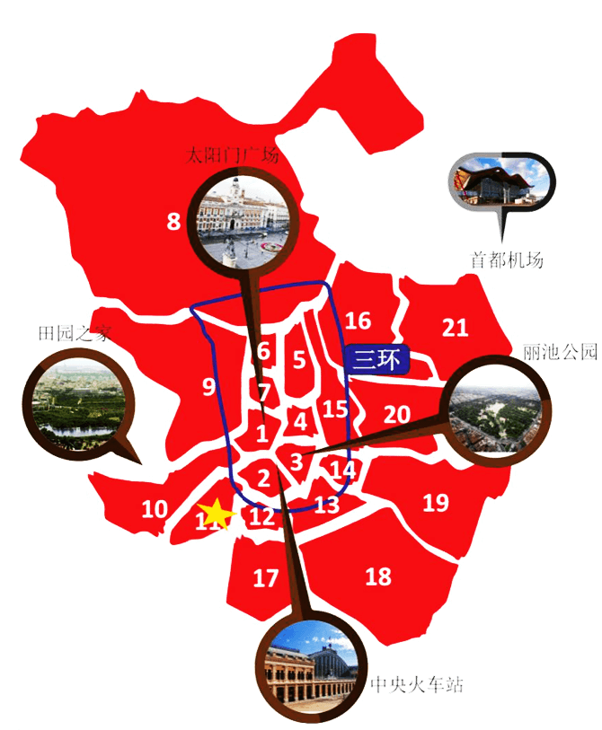 马德里西南区主干道优质精装2室1卫房产所在区域地图
